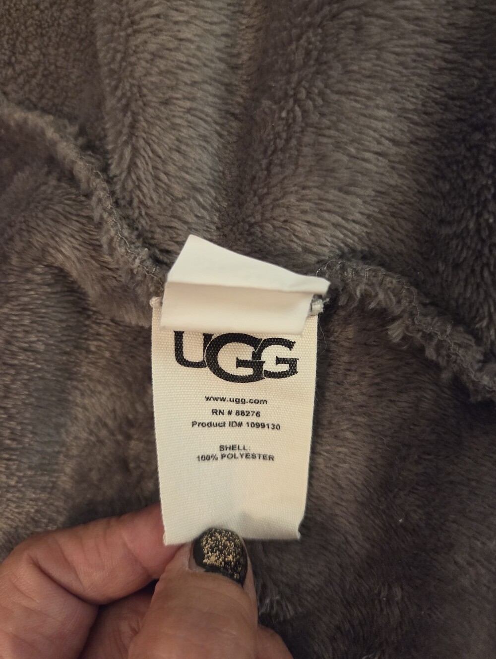 UGG Marlow Charcoal Grey Double-Fleece Knit Tie Waist Long Robe Sleepwear SZ L - Picture 8 of 10